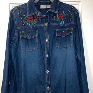 Chicos Beaded Denim Shirt